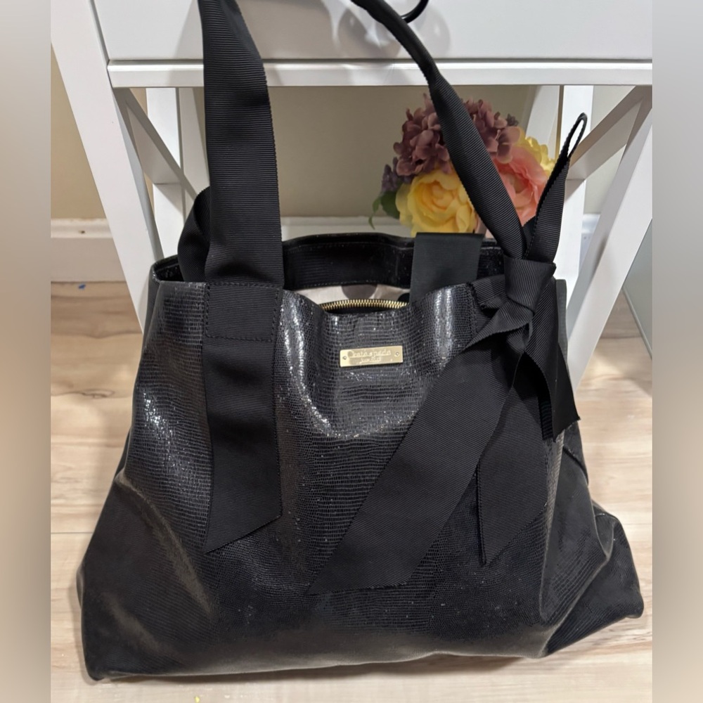 Kate Spade Seraphine Bow Monde Hand Bag - Black